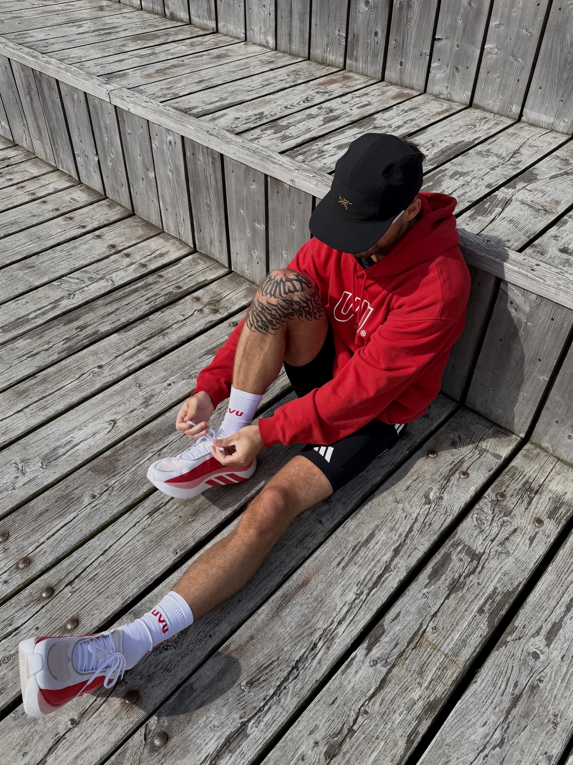 Ellis Taylor in red UVU running hoodie